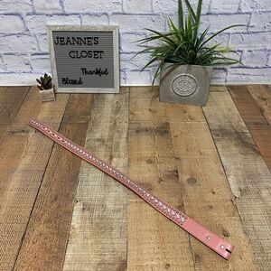 DDD 3D Pink Leather Belt Studded Rhinetsone Western Cowgirl‎ Youth 24 No Buckle